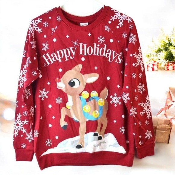 Rudolph Women’s Rudolph the Red-Nosed Reindeer Happy Holiday Sweatshirt - Picture 14 of 16